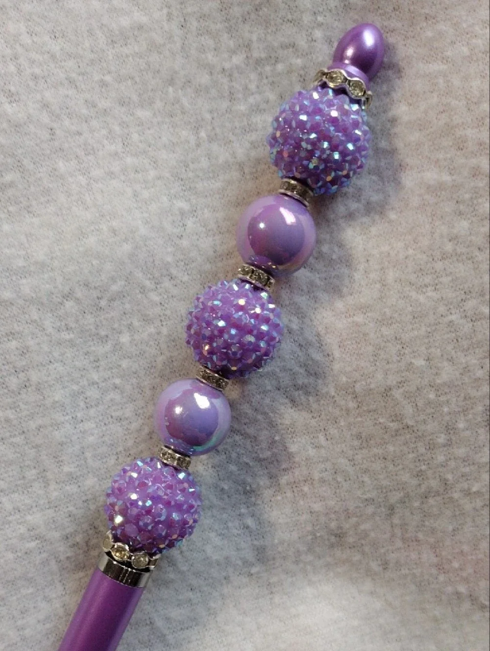 Purple Beaded Stylus Pen - Decorative Home Office Accessory